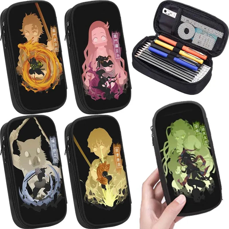 Demon Slayer Kamado Tanjirou Pencil Case – Grande Capacità, Kawaii Pen Pouch