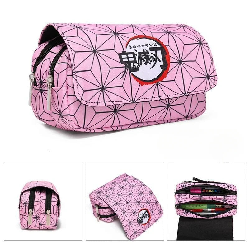 Anime Demon Slayer Bilayer Pencil Case – Tanjirou, Nezuko, Zenitsu, Giyuu