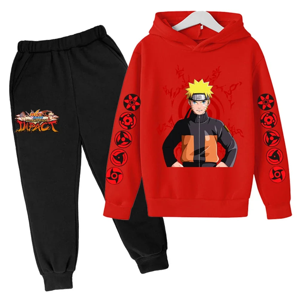 Basketball Naruto Hoodie Set – Felpa e Pantaloni per Bambini e Adolescenti