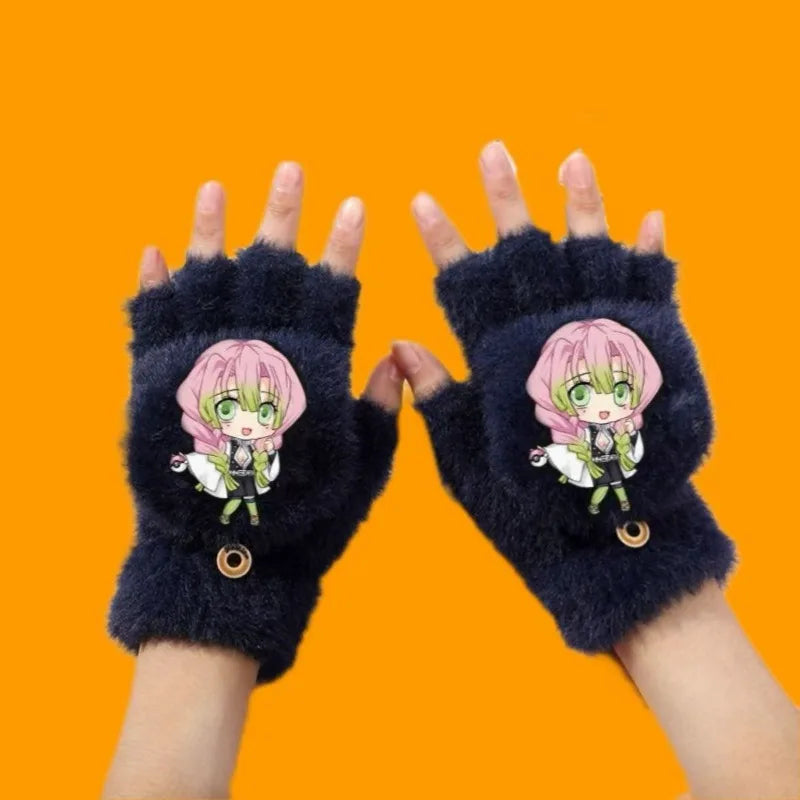 Demon Slayer Finger Flip Gloves – Guanti Mezzo Dito per Bambini e Adulti