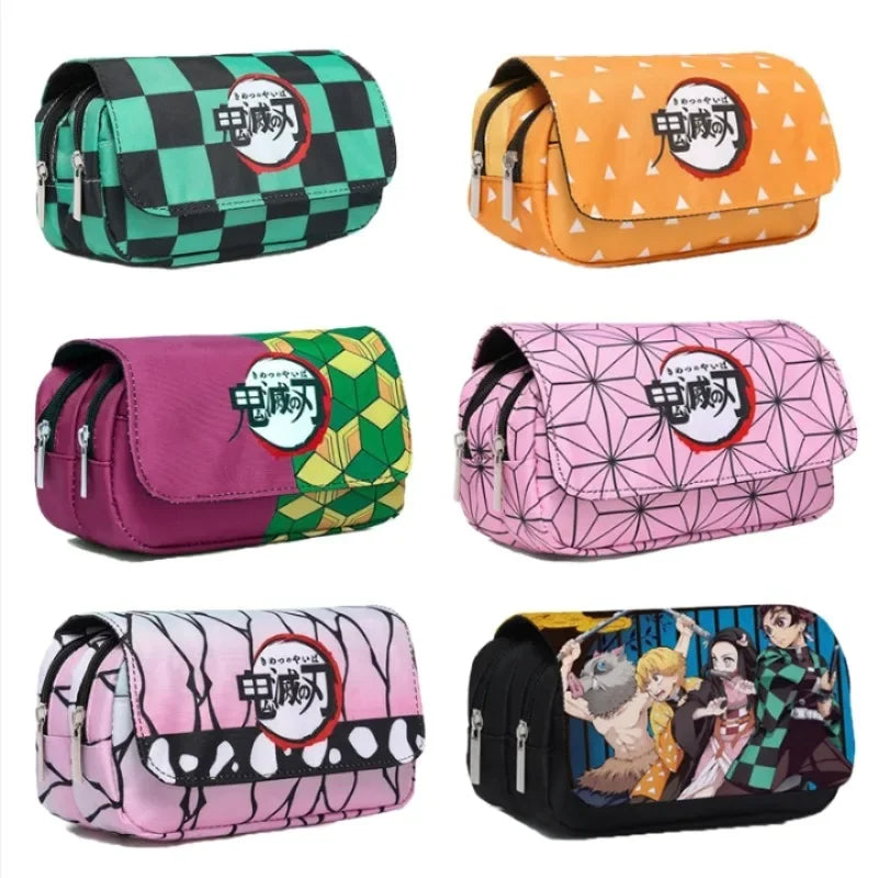 Anime Demon Slayer Bilayer Pencil Case – Tanjirou, Nezuko, Zenitsu, Giyuu