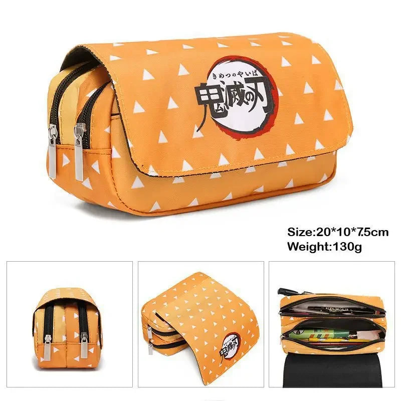Anime Demon Slayer Bilayer Pencil Case – Tanjirou, Nezuko, Zenitsu, Giyuu