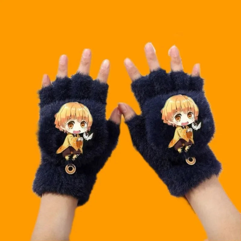 Demon Slayer Finger Flip Gloves – Guanti Mezzo Dito per Bambini e Adulti