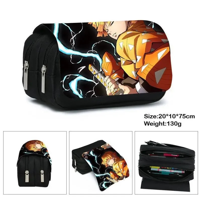 Anime Demon Slayer Bilayer Pencil Case – Tanjirou, Nezuko, Zenitsu, Giyuu