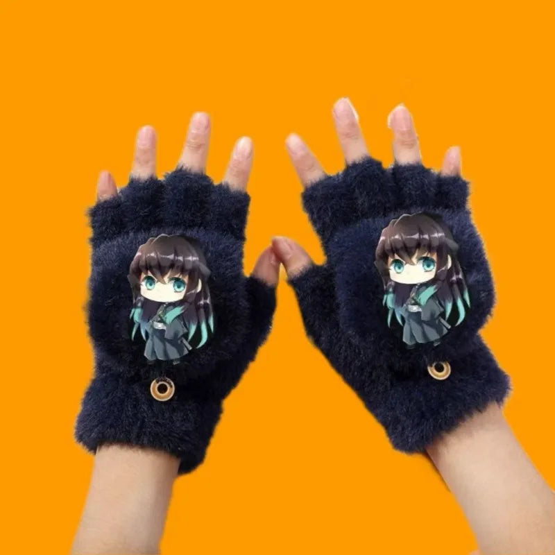 Demon Slayer Finger Flip Gloves – Guanti Mezzo Dito per Bambini e Adulti