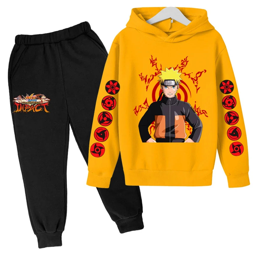 Basketball Naruto Hoodie Set – Felpa e Pantaloni per Bambini e Adolescenti