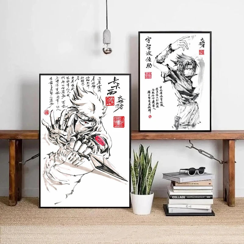 Naruto Uchiha Itachi Gaara Anime Character Pictures Modular Prints Modern Living Room Children's Bedroom Decoration