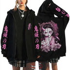 Anime Demon Slayer Kamado Nezuko Zipper Hoodie – Felpa con Cappuccio Unisex