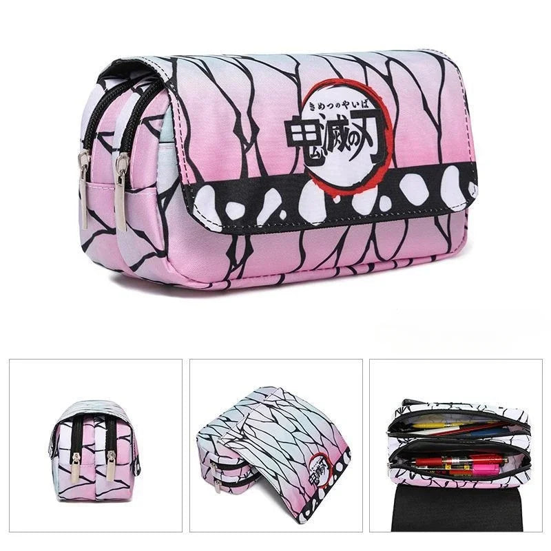 Anime Demon Slayer Bilayer Pencil Case – Tanjirou, Nezuko, Zenitsu, Giyuu
