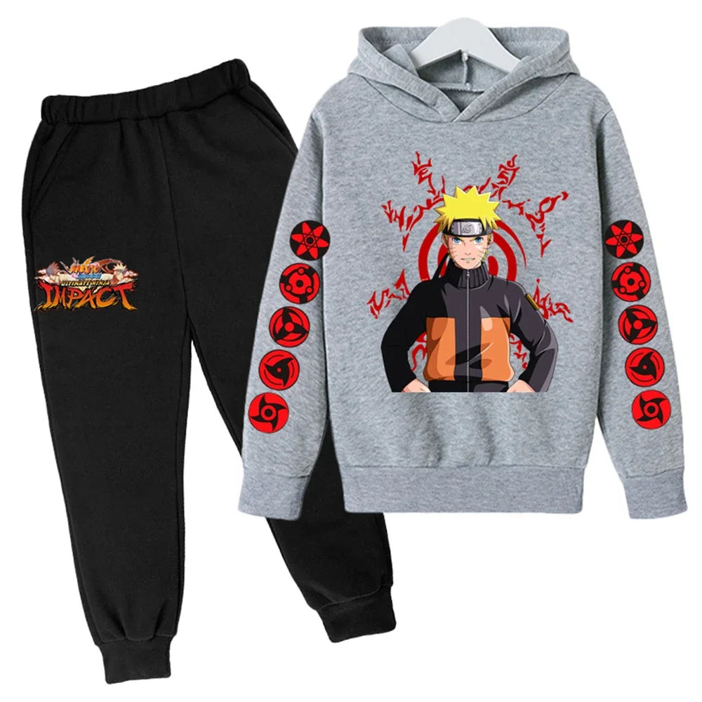 Basketball Naruto Hoodie Set – Felpa e Pantaloni per Bambini e Adolescenti
