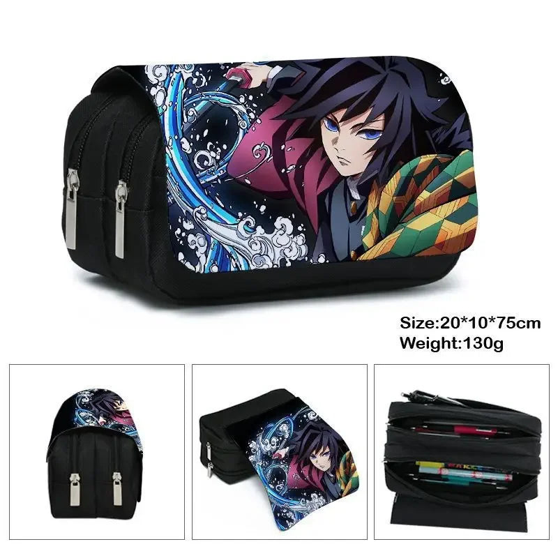 Anime Demon Slayer Bilayer Pencil Case – Tanjirou, Nezuko, Zenitsu, Giyuu