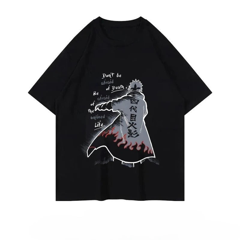Naruto Summer Loose Trendy Anime Retro T-shirt Round-neck Printed Short-sleeved Pure Cotton for Both Men and Women anime figure