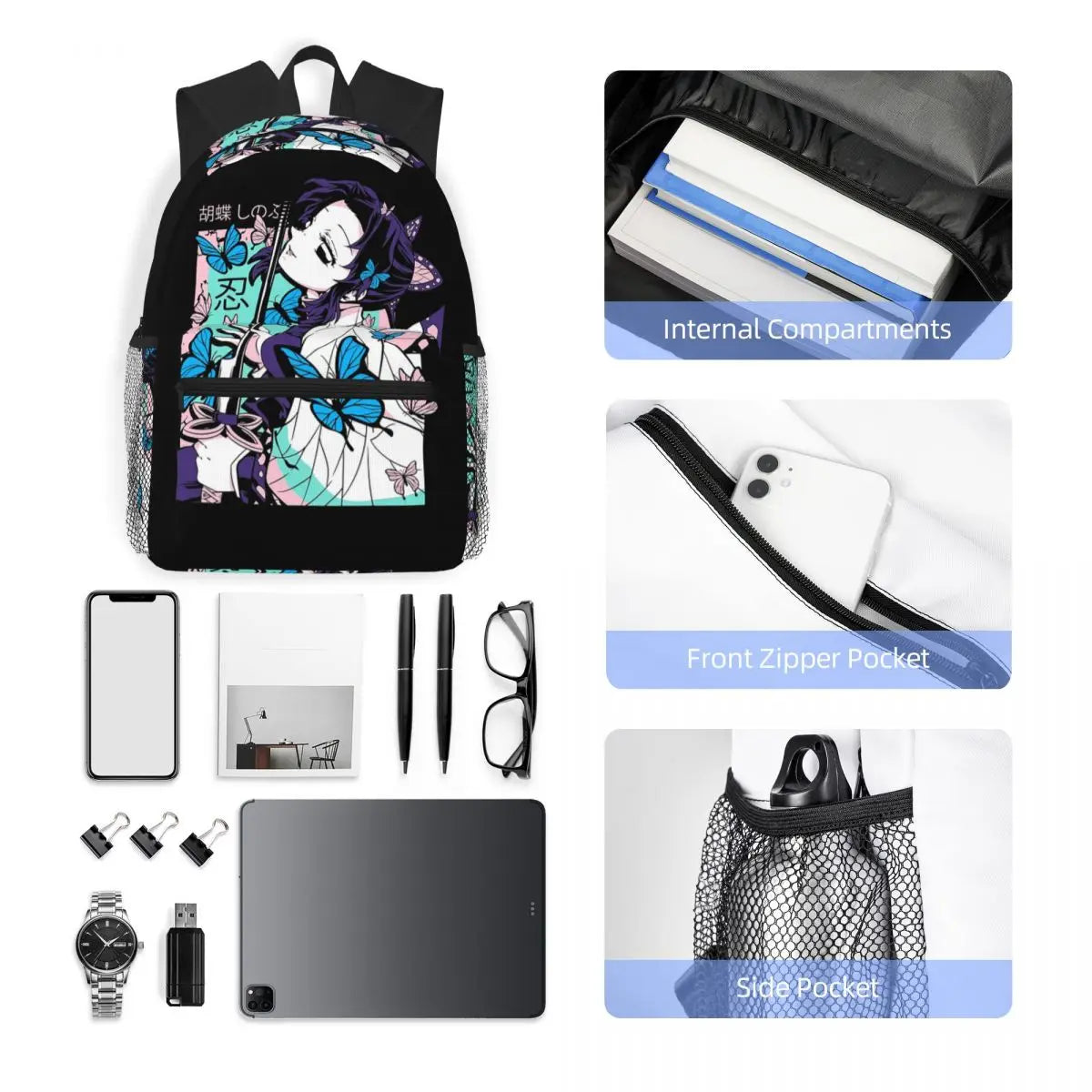 Shinobu Kocho Kimetsu No Yaiba Student Backpack