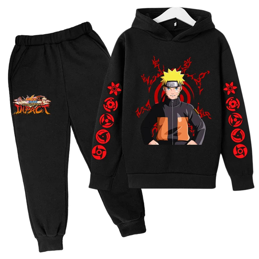 Basketball Naruto Hoodie Set – Felpa e Pantaloni per Bambini e Adolescenti