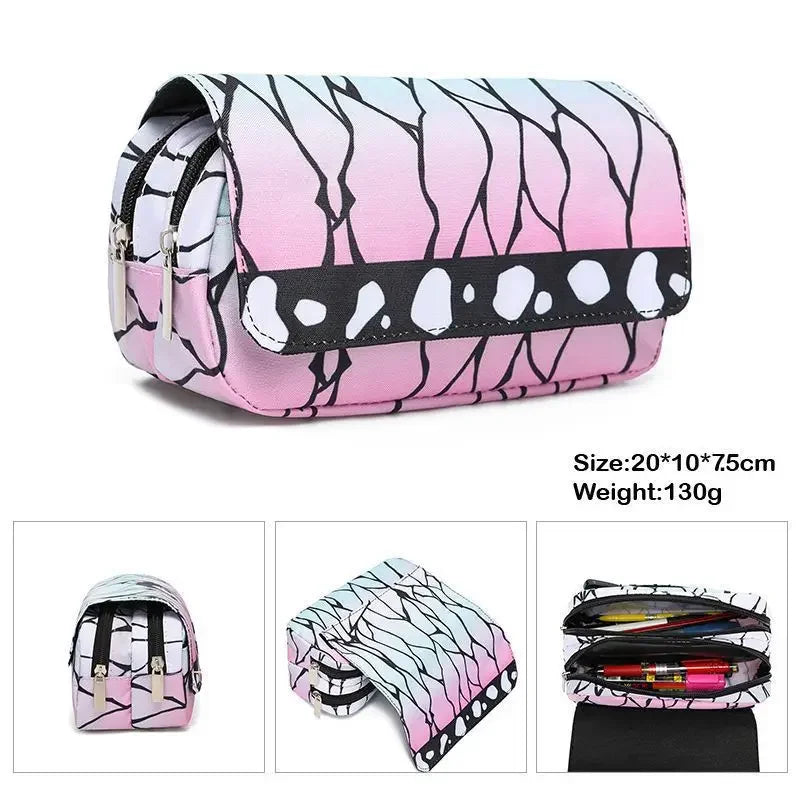 Anime Demon Slayer Bilayer Pencil Case – Tanjirou, Nezuko, Zenitsu, Giyuu