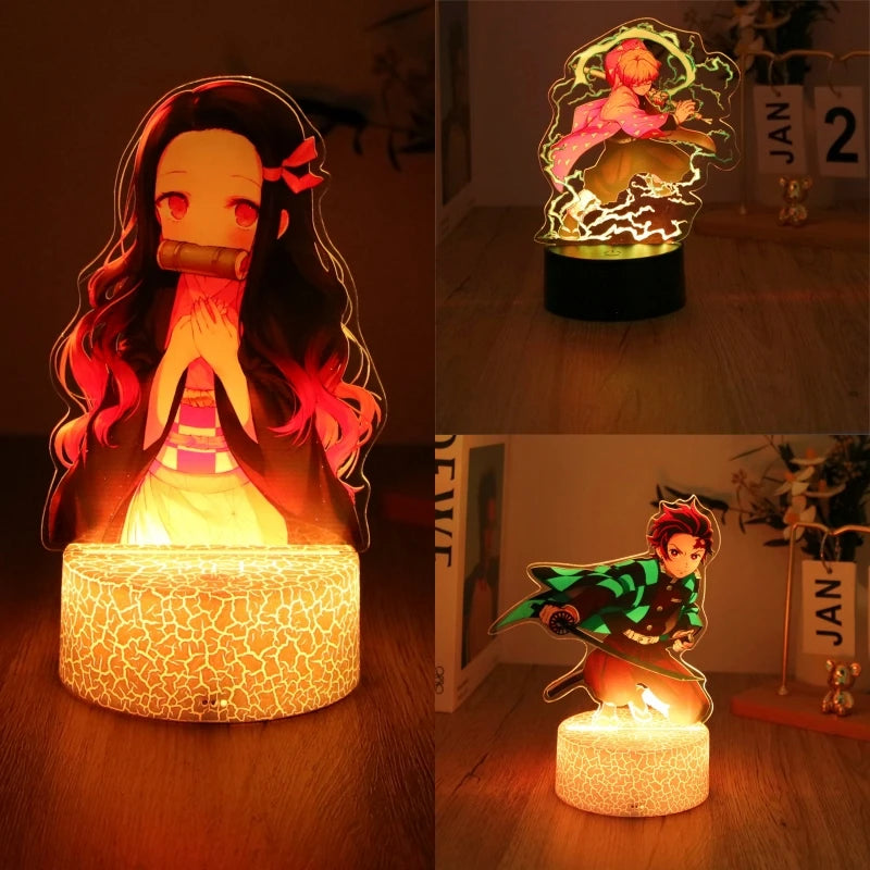 Lampada 3D LED Anime Demon Slayer – Tanjirou, Nezuko, Zenitsu
