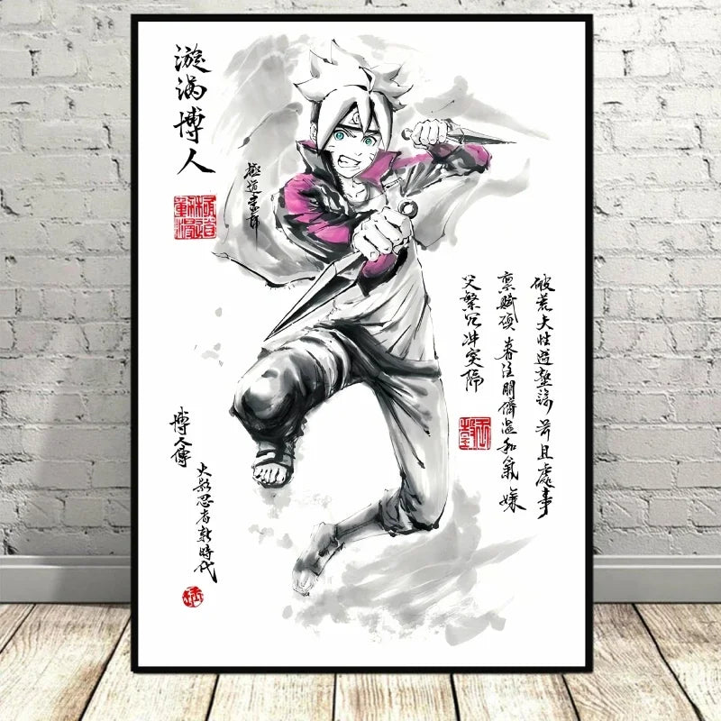 Naruto Uchiha Itachi Gaara Anime Character Pictures Modular Prints Modern Living Room Children's Bedroom Decoration