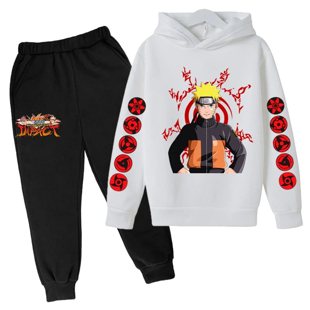 Basketball Naruto Hoodie Set – Felpa e Pantaloni per Bambini e Adolescenti