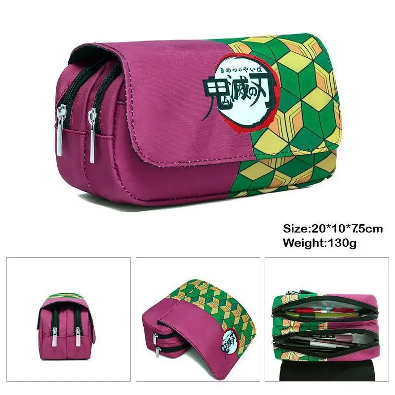 Anime Demon Slayer Bilayer Pencil Case – Tanjirou, Nezuko, Zenitsu, Giyuu