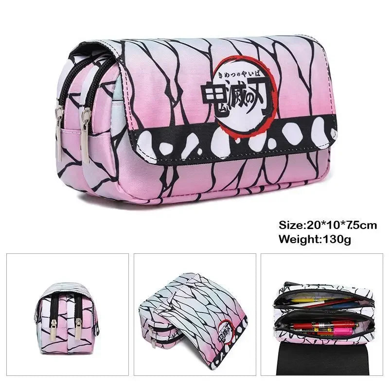 Anime Demon Slayer Bilayer Pencil Case – Tanjirou, Nezuko, Zenitsu, Giyuu