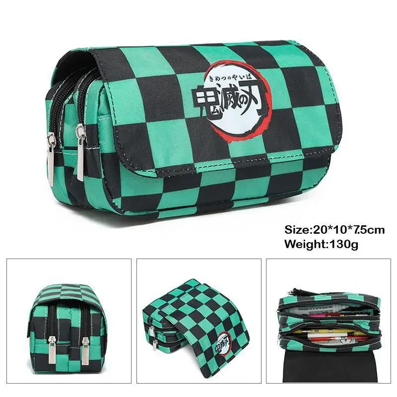 Anime Demon Slayer Bilayer Pencil Case – Tanjirou, Nezuko, Zenitsu, Giyuu