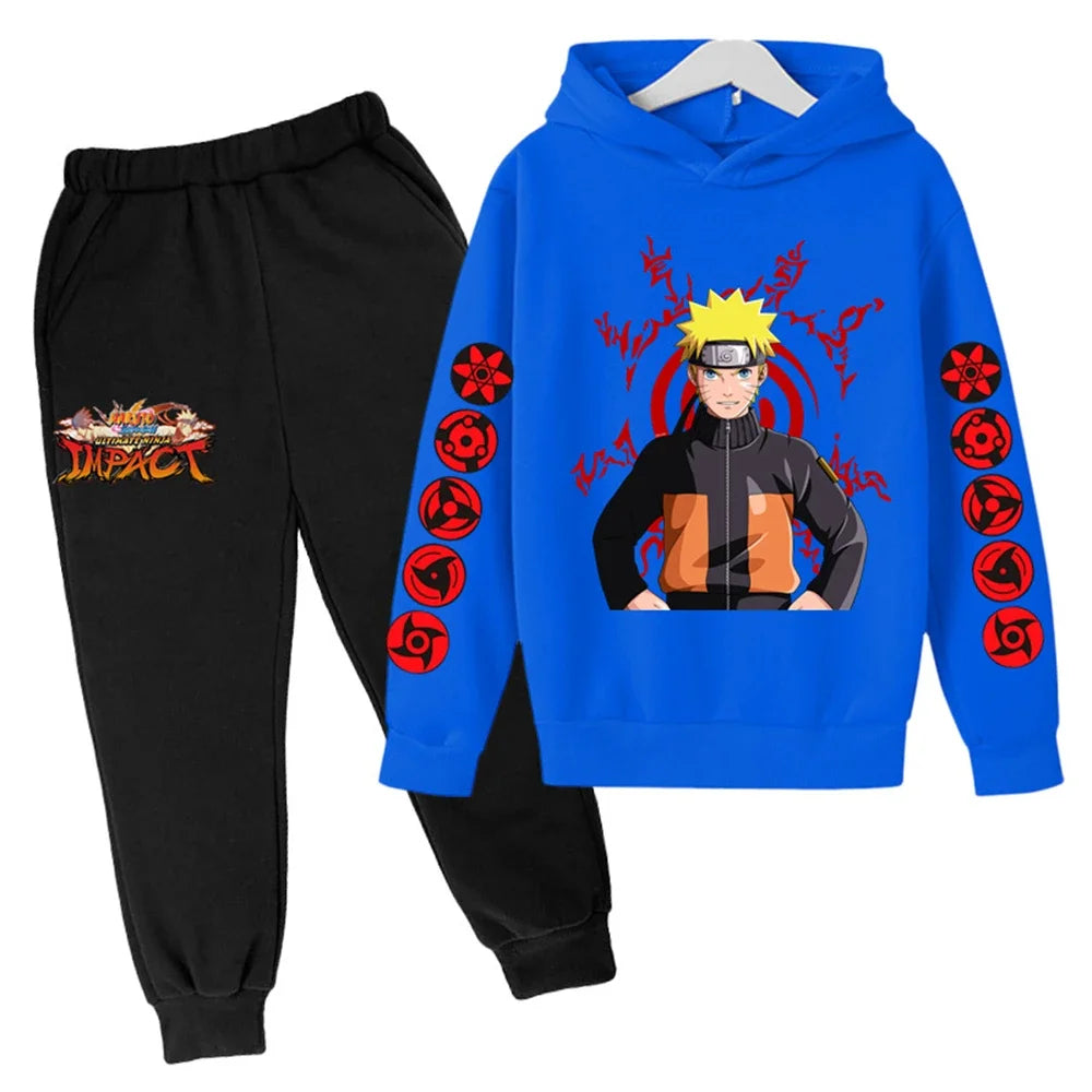 Basketball Naruto Hoodie Set – Felpa e Pantaloni per Bambini e Adolescenti