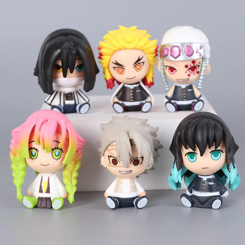 6pcs/set Demon Slayer Cute Version Action Figures