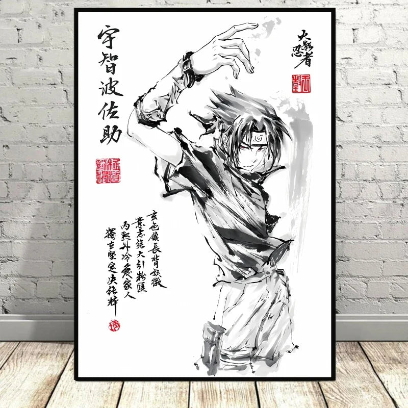 Naruto Uchiha Itachi Gaara Anime Character Pictures Modular Prints Modern Living Room Children's Bedroom Decoration