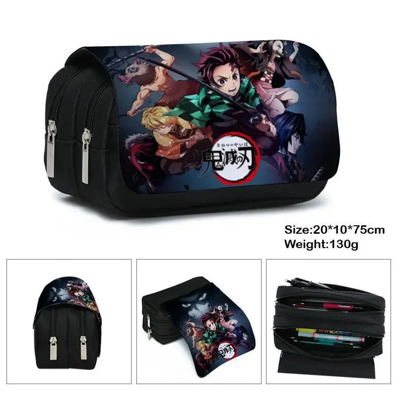 Anime Demon Slayer Bilayer Pencil Case – Tanjirou, Nezuko, Zenitsu, Giyuu