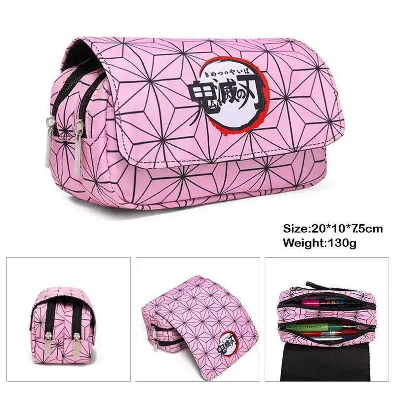 Anime Demon Slayer Bilayer Pencil Case – Tanjirou, Nezuko, Zenitsu, Giyuu