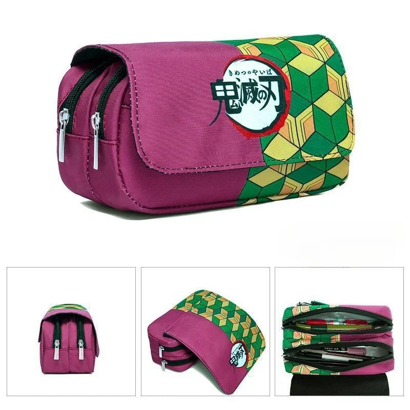 Anime Demon Slayer Bilayer Pencil Case – Tanjirou, Nezuko, Zenitsu, Giyuu