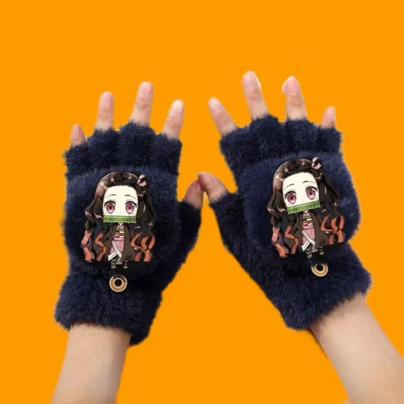 Demon Slayer Finger Flip Gloves – Guanti Mezzo Dito per Bambini e Adulti