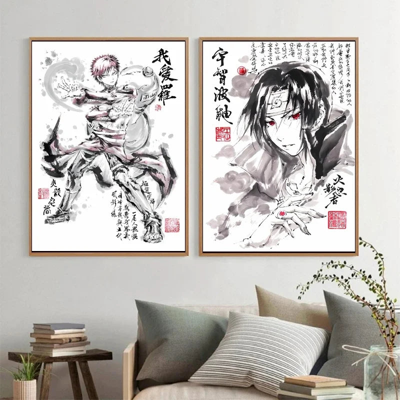 Naruto Uchiha Itachi Gaara Anime Character Pictures Modular Prints Modern Living Room Children's Bedroom Decoration