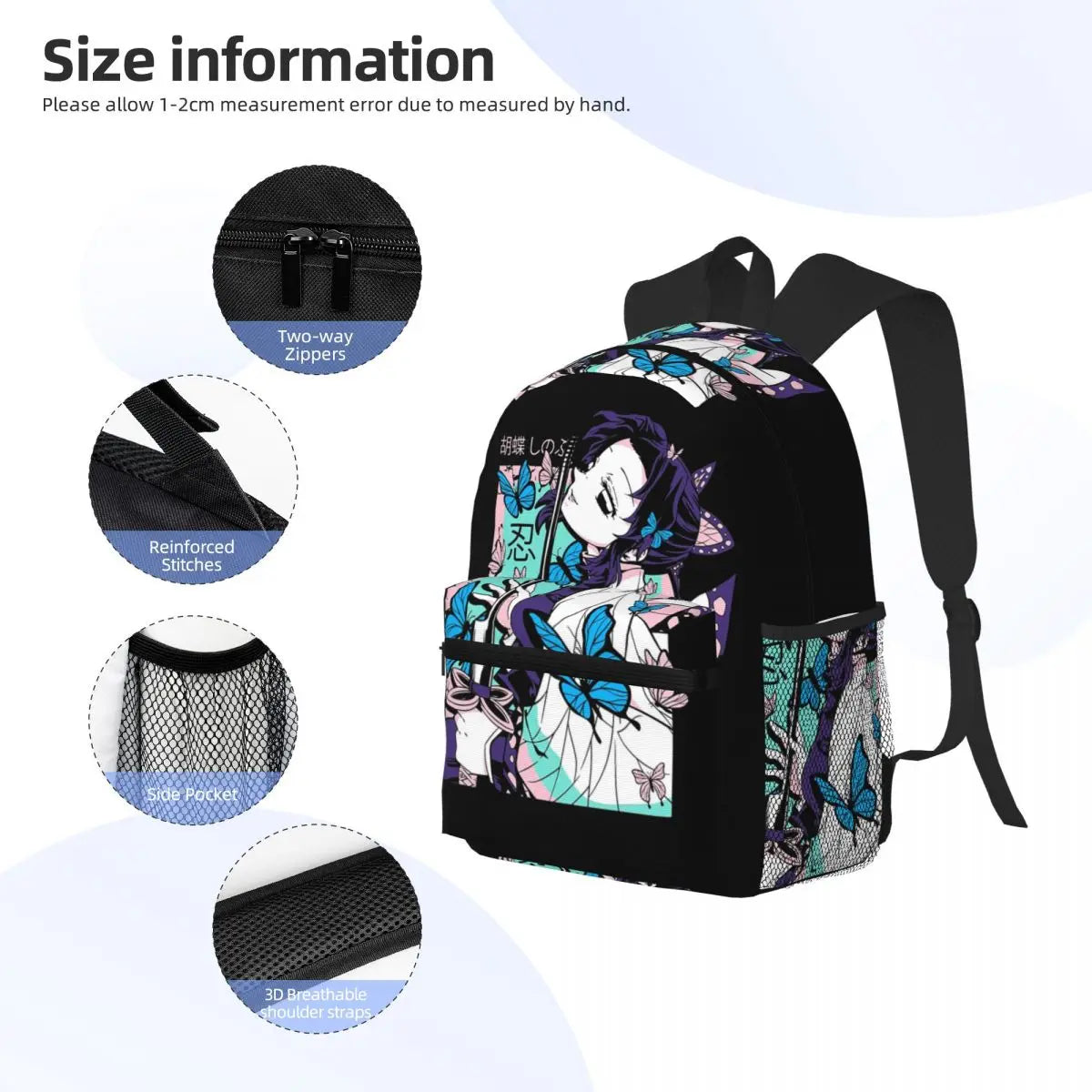 Shinobu Kocho Kimetsu No Yaiba Student Backpack