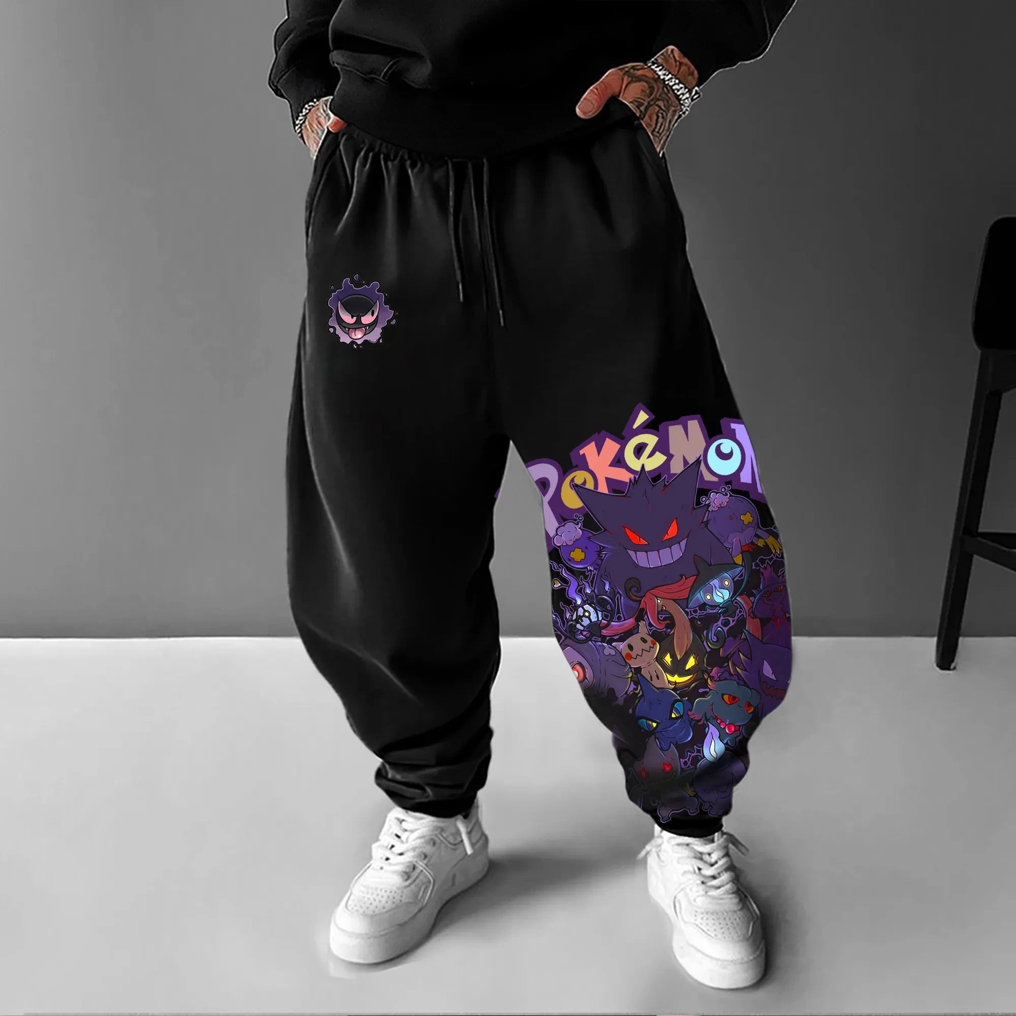 Pokemon Evolution Sporty Casual Pants for Boys, Parent-child Pokemon Tight-fitting Sweatpants, Long Pants