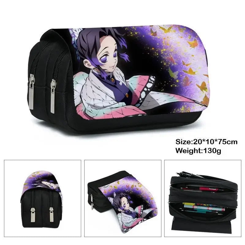 Anime Demon Slayer Bilayer Pencil Case – Tanjirou, Nezuko, Zenitsu, Giyuu