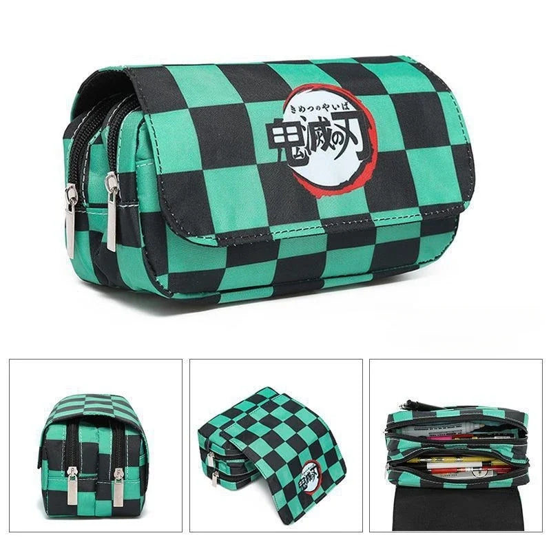 Anime Demon Slayer Bilayer Pencil Case – Tanjirou, Nezuko, Zenitsu, Giyuu