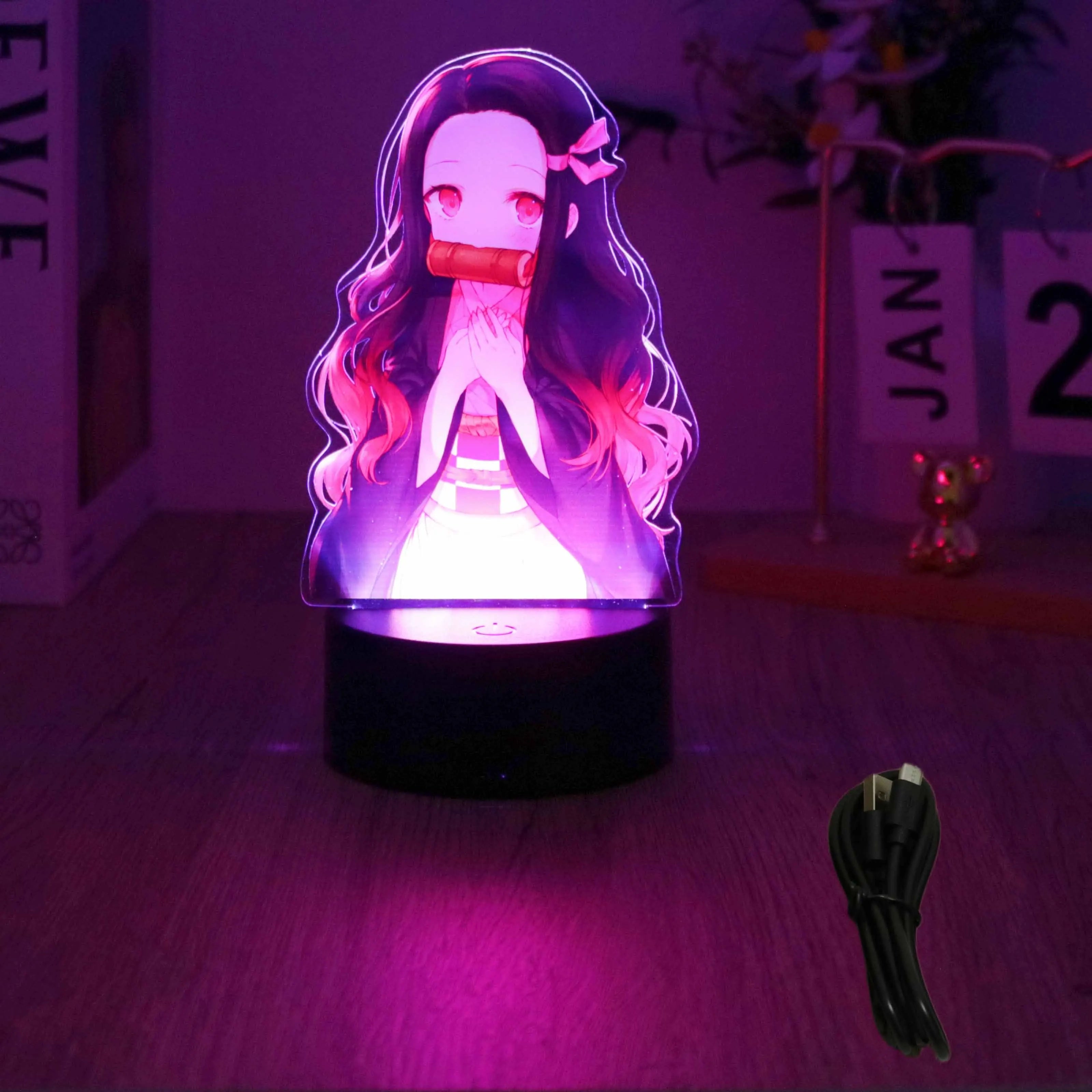 Lampada 3D LED Anime Demon Slayer – Tanjirou, Nezuko, Zenitsu