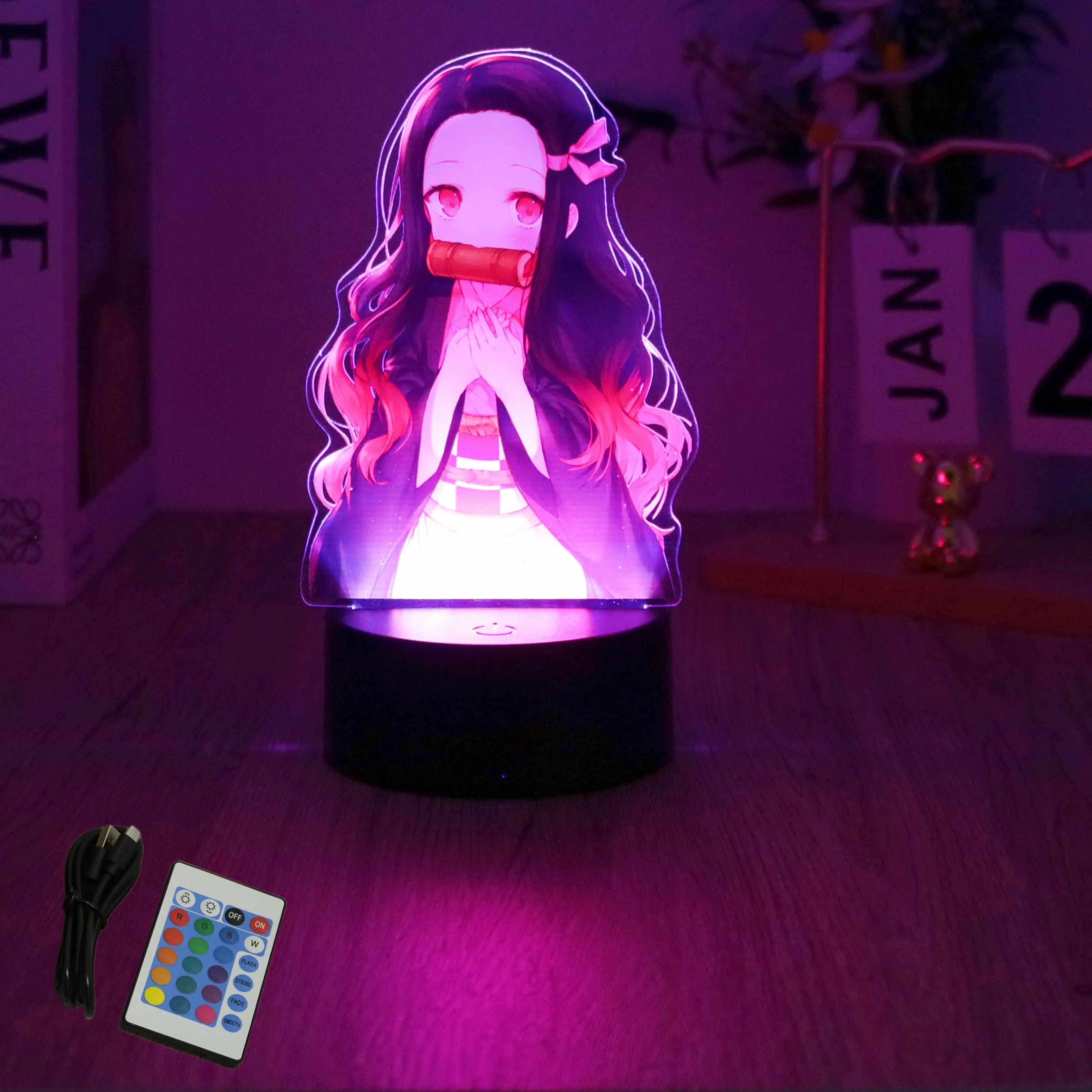 Lampada 3D LED Anime Demon Slayer – Tanjirou, Nezuko, Zenitsu